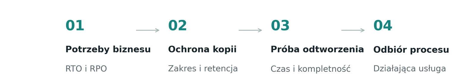 Proces weryfikacji odtworzenia: potrzeby biznesu, ochrona kopii, próba odtworzenia, odbiór procesu